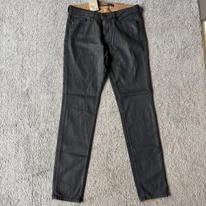 Big Star Women’s Mid Rise Skinny Jeans Bronson Wash Black Coated Denim Size 27